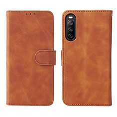 Leather Case Stands Flip Cover Holder L01Z for Sony Xperia 10 IV SOG07 Brown