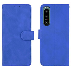 Leather Case Stands Flip Cover Holder L01Z for Sony Xperia 5 III SO-53B Blue