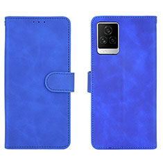 Leather Case Stands Flip Cover Holder L01Z for Vivo iQOO 7 5G Blue