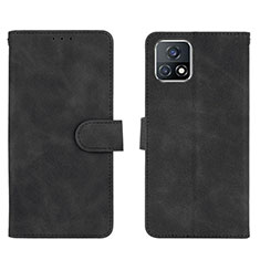 Leather Case Stands Flip Cover Holder L01Z for Vivo iQOO U3 5G Black