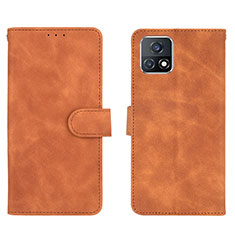 Leather Case Stands Flip Cover Holder L01Z for Vivo iQOO U3 5G Brown