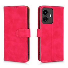 Leather Case Stands Flip Cover Holder L01Z for Vivo iQOO Z6 Lite 5G Hot Pink