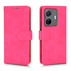 Leather Case Stands Flip Cover Holder L01Z for Vivo iQOO Z6 Pro 5G Hot Pink