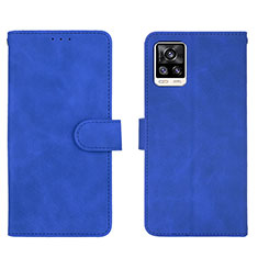 Leather Case Stands Flip Cover Holder L01Z for Vivo V20 (2021) Blue