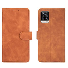 Leather Case Stands Flip Cover Holder L01Z for Vivo V20 Brown