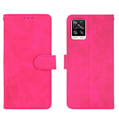 Leather Case Stands Flip Cover Holder L01Z for Vivo V20 Hot Pink
