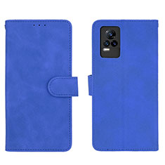 Leather Case Stands Flip Cover Holder L01Z for Vivo V21e 4G Blue