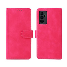 Leather Case Stands Flip Cover Holder L01Z for Vivo V23e 5G Hot Pink