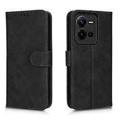 Leather Case Stands Flip Cover Holder L01Z for Vivo V25e Black