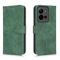 Leather Case Stands Flip Cover Holder L01Z for Vivo V25e Green