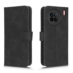 Leather Case Stands Flip Cover Holder L01Z for Vivo X90 5G Black