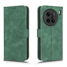 Leather Case Stands Flip Cover Holder L01Z for Vivo X90 Pro+ Plus 5G Green