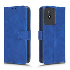 Leather Case Stands Flip Cover Holder L01Z for Vivo Y02 Blue