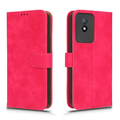 Leather Case Stands Flip Cover Holder L01Z for Vivo Y02 Hot Pink