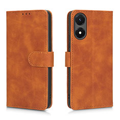 Leather Case Stands Flip Cover Holder L01Z for Vivo Y02S Brown