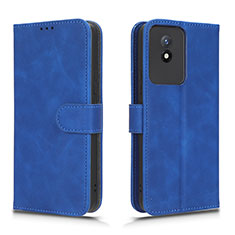 Leather Case Stands Flip Cover Holder L01Z for Vivo Y11 (2023) Blue