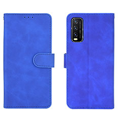 Leather Case Stands Flip Cover Holder L01Z for Vivo Y12s Blue