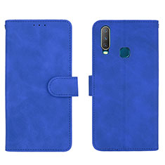 Leather Case Stands Flip Cover Holder L01Z for Vivo Y15 Blue