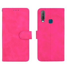 Leather Case Stands Flip Cover Holder L01Z for Vivo Y15 Hot Pink