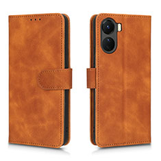 Leather Case Stands Flip Cover Holder L01Z for Vivo Y16 Brown