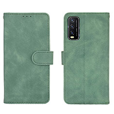 Leather Case Stands Flip Cover Holder L01Z for Vivo Y20a Green