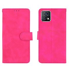 Leather Case Stands Flip Cover Holder L01Z for Vivo Y31s 5G Hot Pink