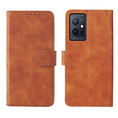 Leather Case Stands Flip Cover Holder L01Z for Vivo Y33e 5G Brown