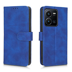 Leather Case Stands Flip Cover Holder L01Z for Vivo Y35 4G Blue