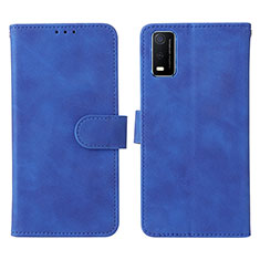 Leather Case Stands Flip Cover Holder L01Z for Vivo Y3s (2021) Blue