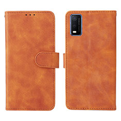 Leather Case Stands Flip Cover Holder L01Z for Vivo Y3s (2021) Brown