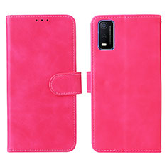 Leather Case Stands Flip Cover Holder L01Z for Vivo Y3s (2021) Hot Pink