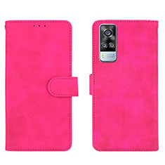 Leather Case Stands Flip Cover Holder L01Z for Vivo Y53s NFC Hot Pink