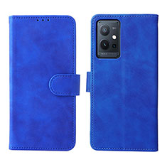 Leather Case Stands Flip Cover Holder L01Z for Vivo Y55s 5G Blue