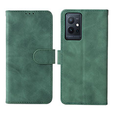 Leather Case Stands Flip Cover Holder L01Z for Vivo Y55s 5G Green