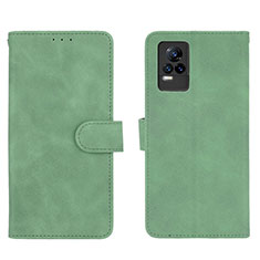 Leather Case Stands Flip Cover Holder L01Z for Vivo Y73 (2021) Green