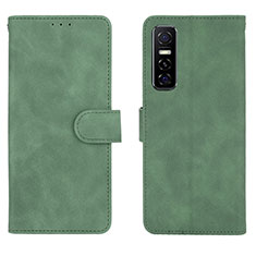 Leather Case Stands Flip Cover Holder L01Z for Vivo Y73s 5G Green