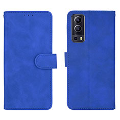 Leather Case Stands Flip Cover Holder L01Z for Vivo Y75s 5G Blue