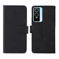 Leather Case Stands Flip Cover Holder L01Z for Vivo Y76 5G Black