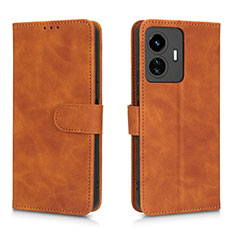 Leather Case Stands Flip Cover Holder L01Z for Vivo Y77 5G Brown