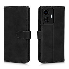 Leather Case Stands Flip Cover Holder L01Z for Vivo Y77e 5G Black