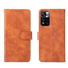 Leather Case Stands Flip Cover Holder L01Z for Xiaomi Mi 11i 5G (2022) Brown