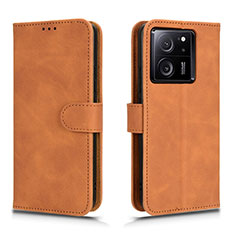 Leather Case Stands Flip Cover Holder L01Z for Xiaomi Mi 13T 5G Brown