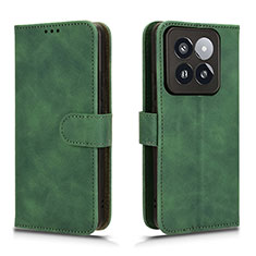 Leather Case Stands Flip Cover Holder L01Z for Xiaomi Mi 14 5G Green