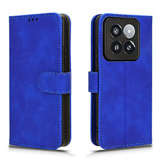 Leather Case Stands Flip Cover Holder L01Z for Xiaomi Mi 14 Pro 5G Blue