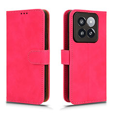 Leather Case Stands Flip Cover Holder L01Z for Xiaomi Mi 14 Pro 5G Hot Pink