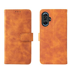 Leather Case Stands Flip Cover Holder L01Z for Xiaomi Poco F3 GT 5G Brown