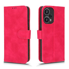 Leather Case Stands Flip Cover Holder L01Z for Xiaomi Poco F5 5G Hot Pink