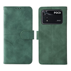 Leather Case Stands Flip Cover Holder L01Z for Xiaomi Poco M4 Pro 4G Green