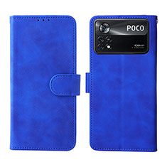 Leather Case Stands Flip Cover Holder L01Z for Xiaomi Poco X4 Pro 5G Blue