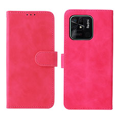 Leather Case Stands Flip Cover Holder L01Z for Xiaomi Redmi 10 India Hot Pink